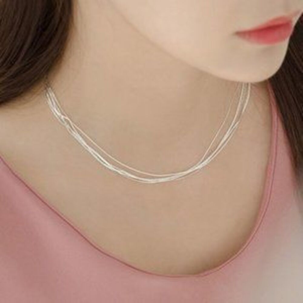 *NEW 925 Sterling Silver Multi Layer Necklace C9
